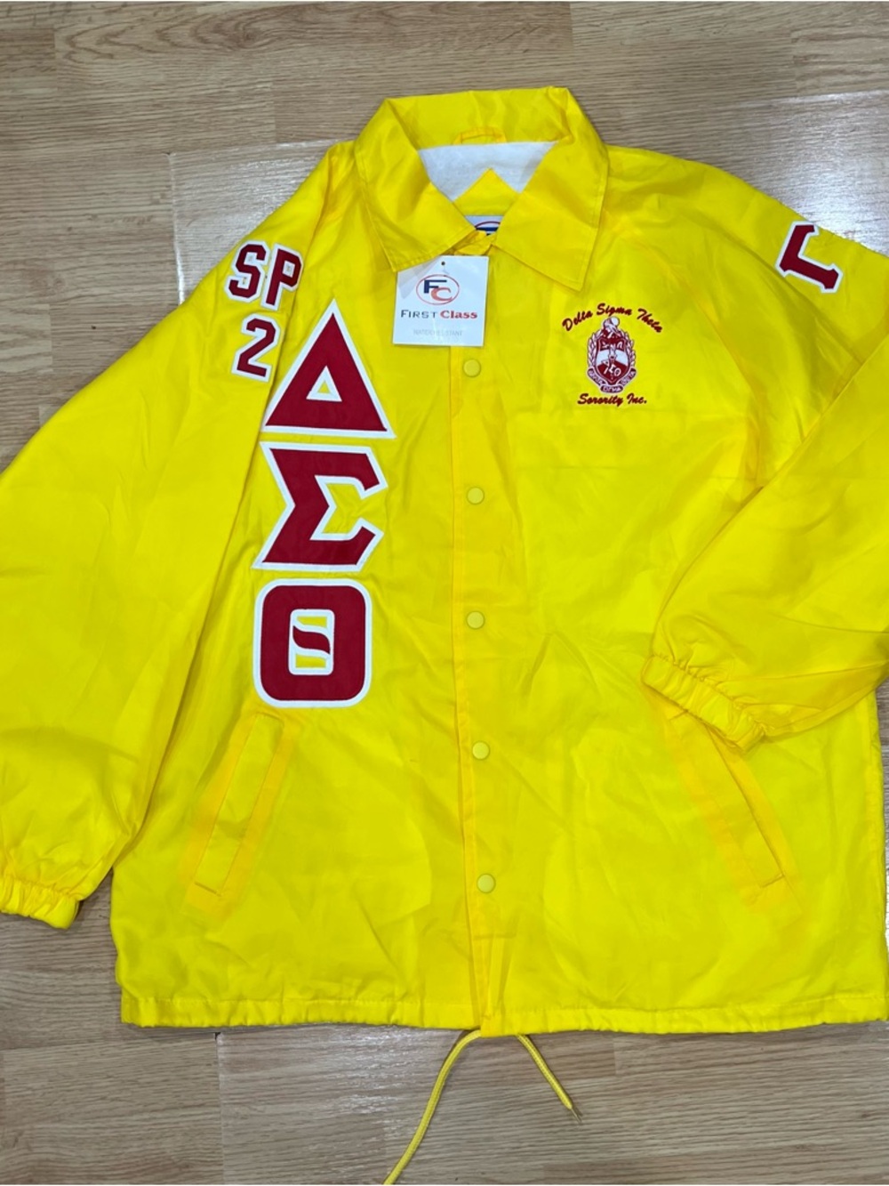 Delta Sigma Theta Coach Jacket Windbreaker Greek NWT Yellow Crimson
